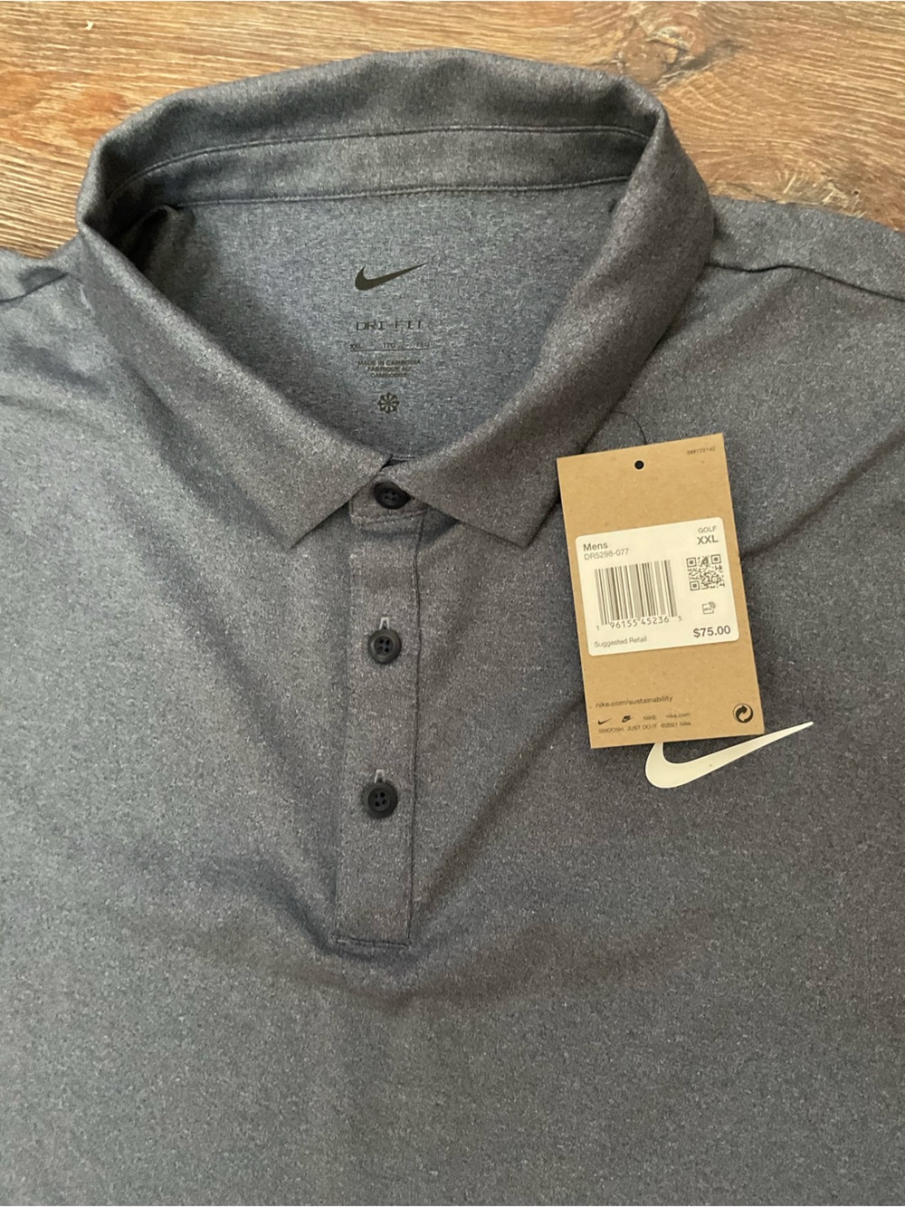 Nike Men's Charcoal Gray Golf Shirt with Swoosh NWT XXL